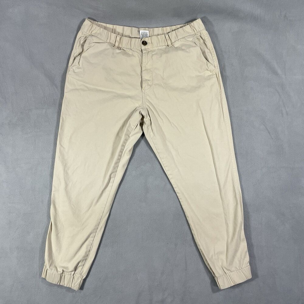 Bear Bottom Jogger Pants Mens XL Beige 26” Inseam Stretch Outdoor Travel Chinos